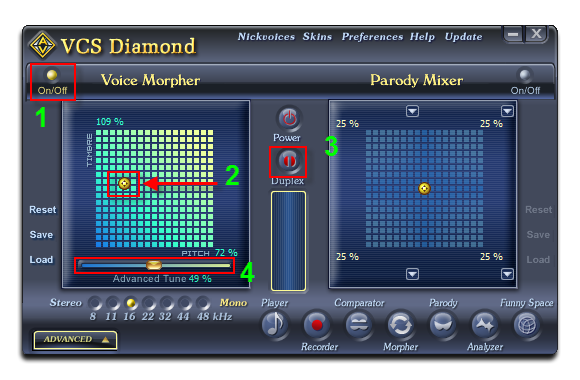 Voice Morpher panel